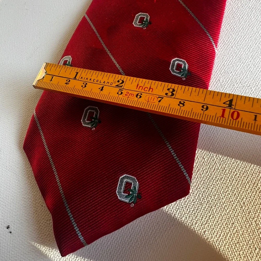 Musical Ohio State Buckeyes Mens Red Striped Necktie OSU Silk blend